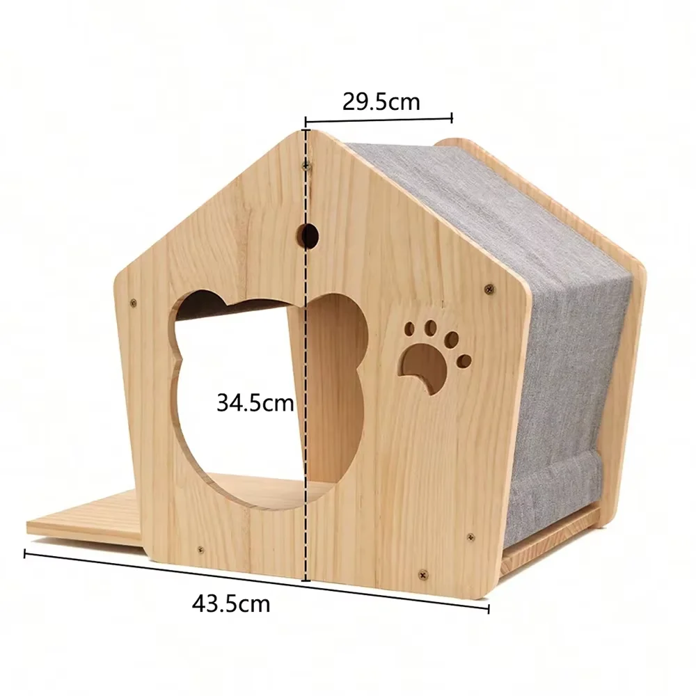 Parcours mural pour chat en bois – Étagères et maisons ajourées – Image 15