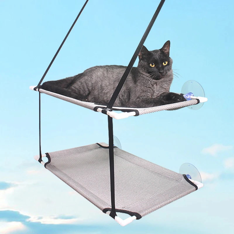 Hamac de fenêtre pour chat en mesh respirant – Ventouses, sans percer – Image 2