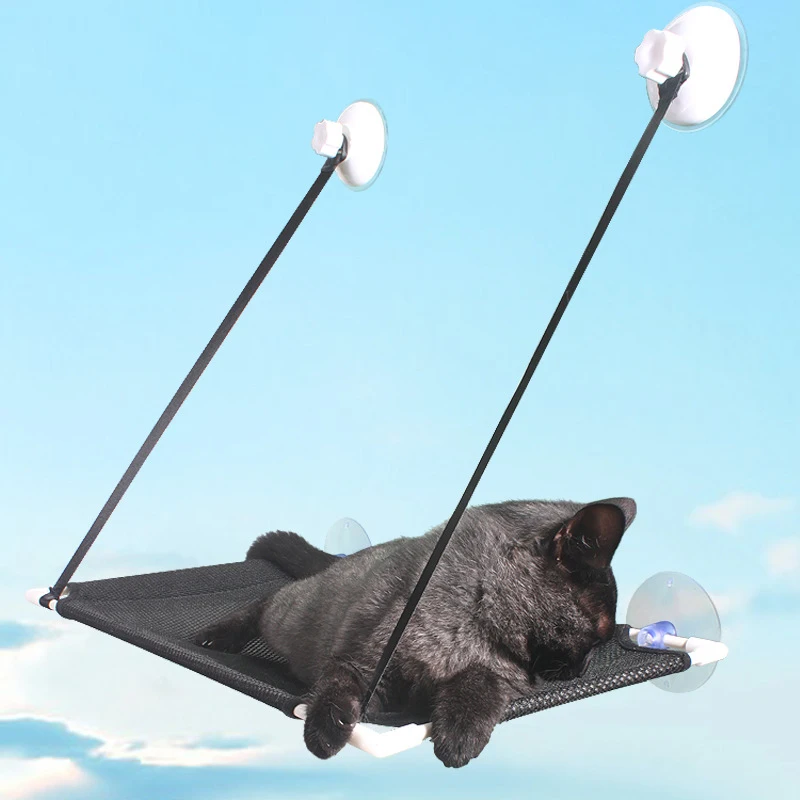 Hamac de fenêtre pour chat en mesh respirant – Ventouses, sans percer – Image 3