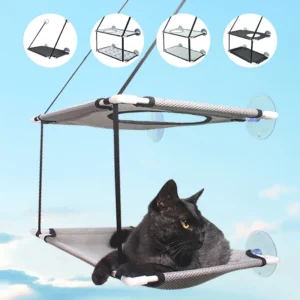 Hamac de fenêtre pour chat en mesh respirant – Ventouses, sans percer
