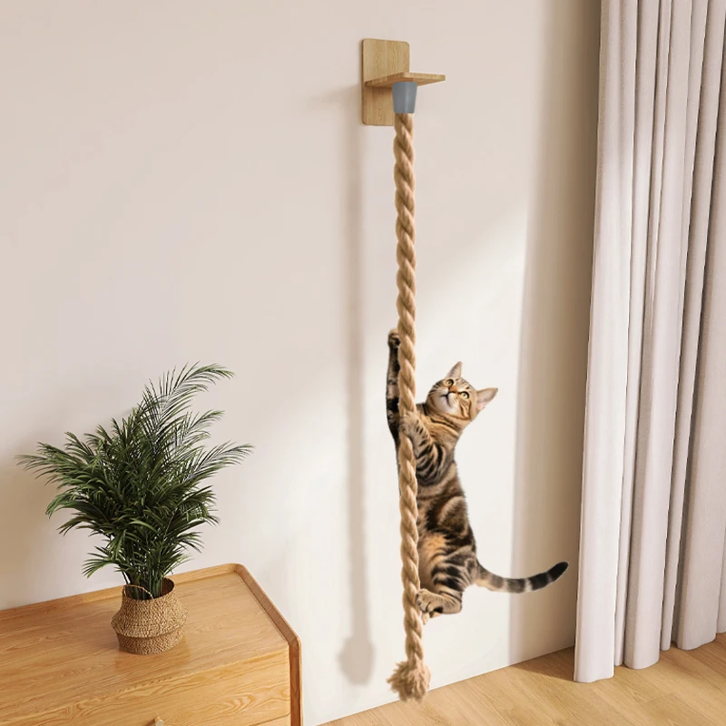 Griffoir mural pour chat – Tour à grimper en corde de jute robuste